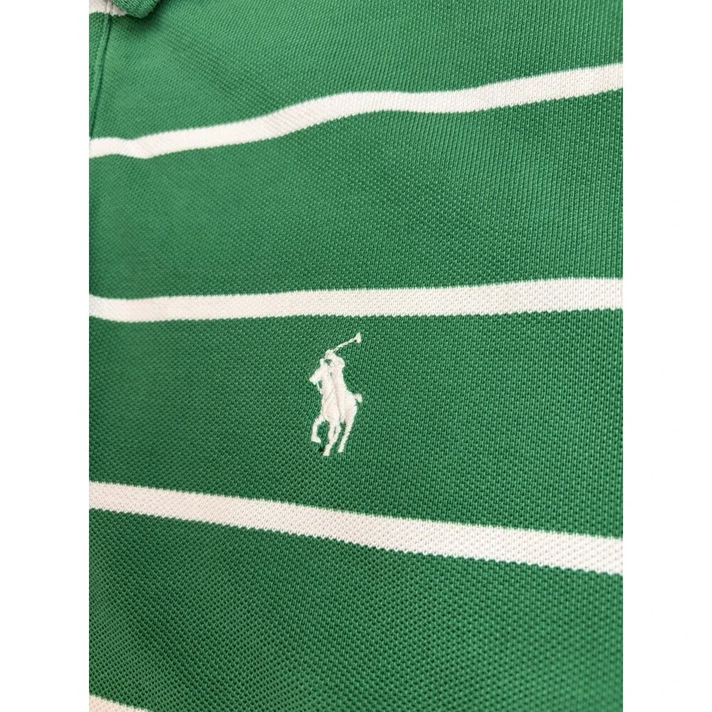 Polo Ralph Lauren Shirt Mens XL Green White Striped Short Sleeve White Pony Logo